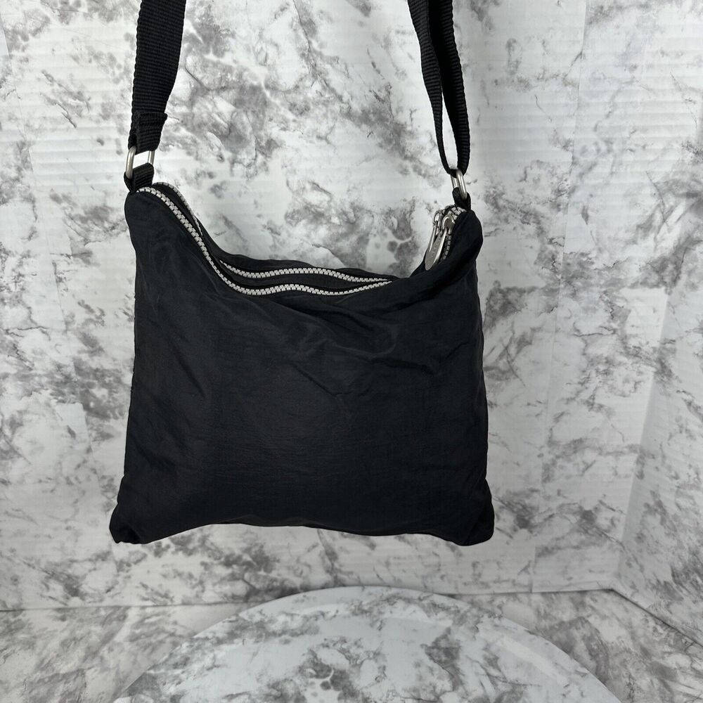 Baggallini Womens Crossbody Bag Purse Lightweight Black Nylon Double Zip Pockets - Picture 9 of 11